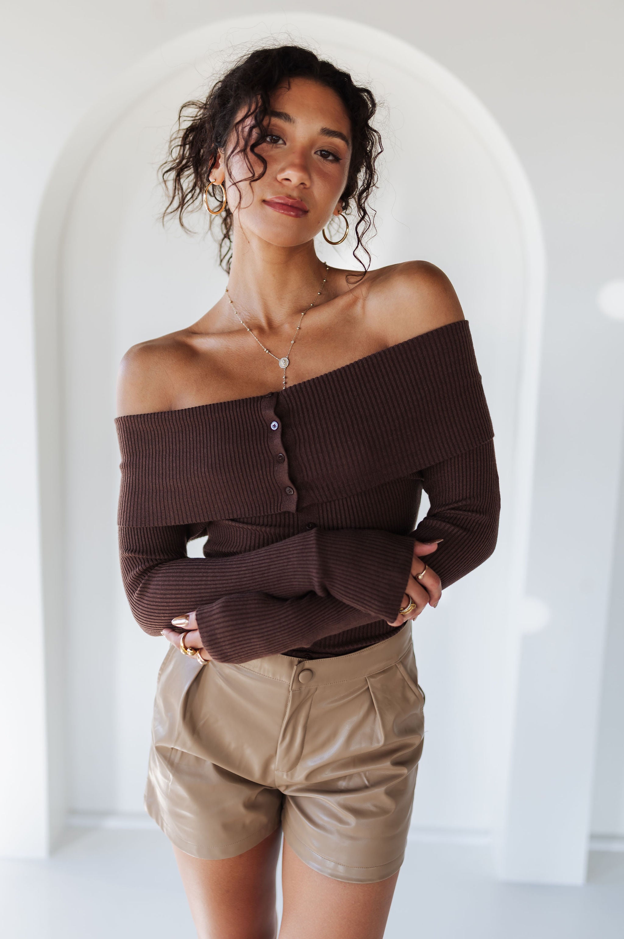 Off-Shoulder Ribbed Knit Top | Moonlit Kiss | Wild Sol Project