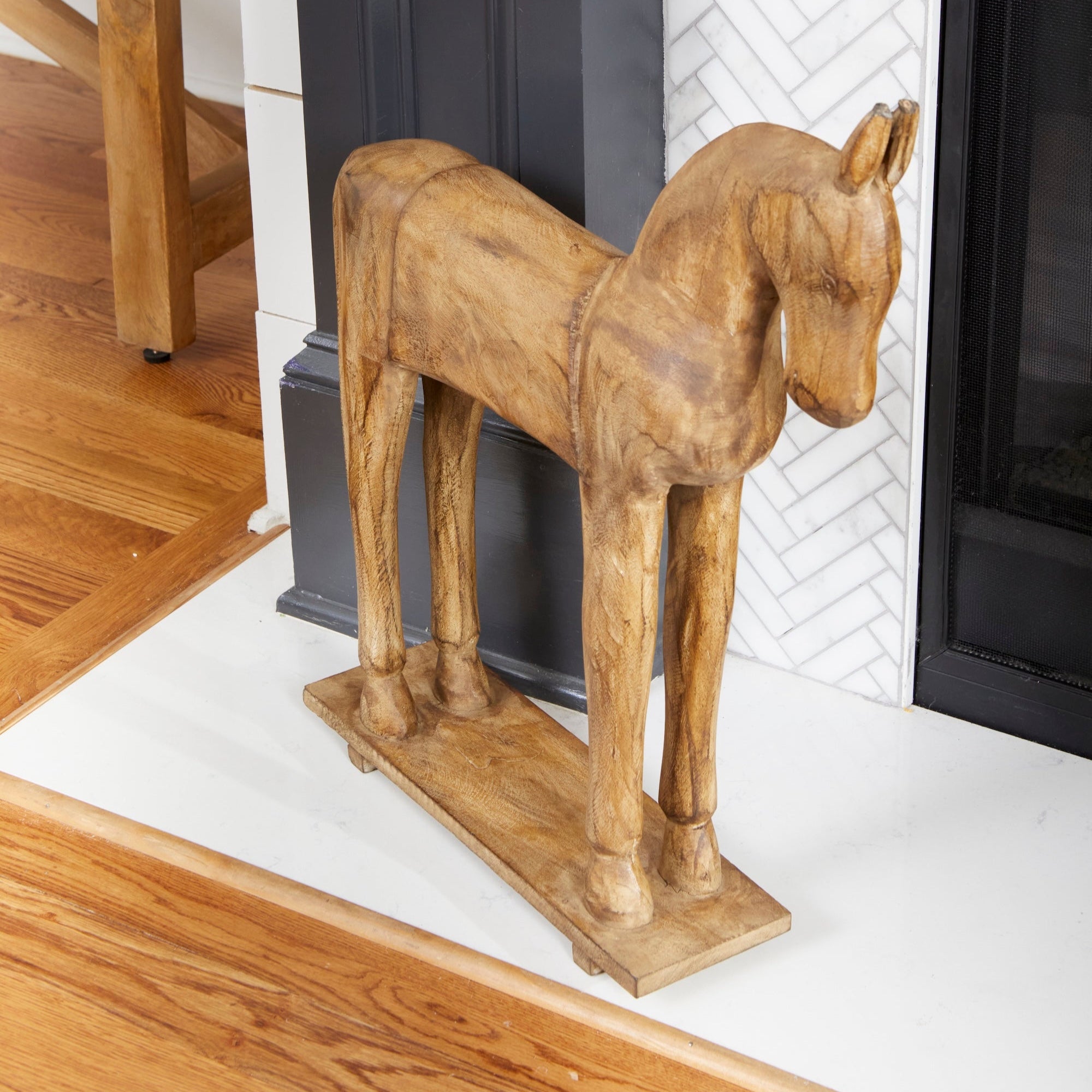 Hand-Carved Trojan Horse on Stand | Wisteria