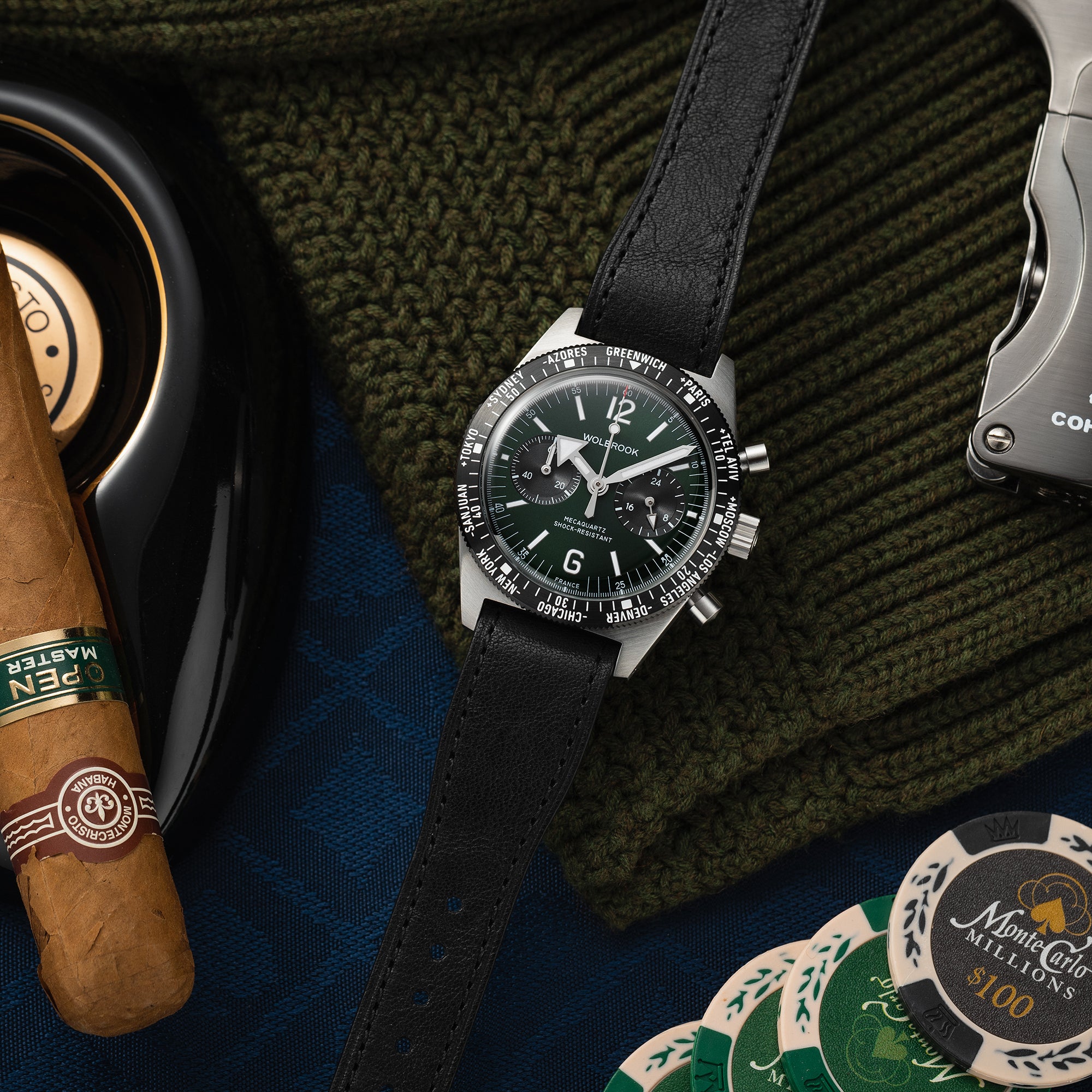 Skindiver WT Chrono-Mecaquartz Green Chronograph – Wolbrook Watches