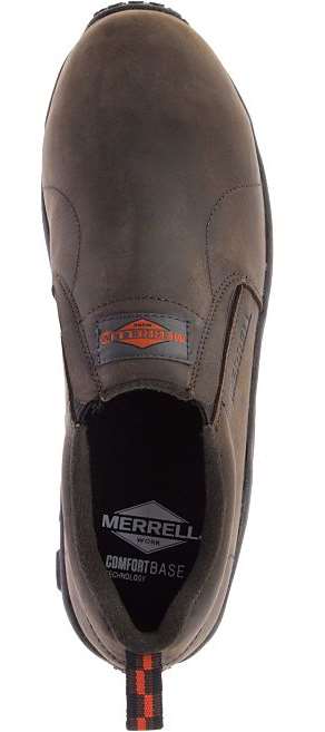 Merrell Shoes: Men's J099319 Brown Jungle Moc Composite Toe Slip