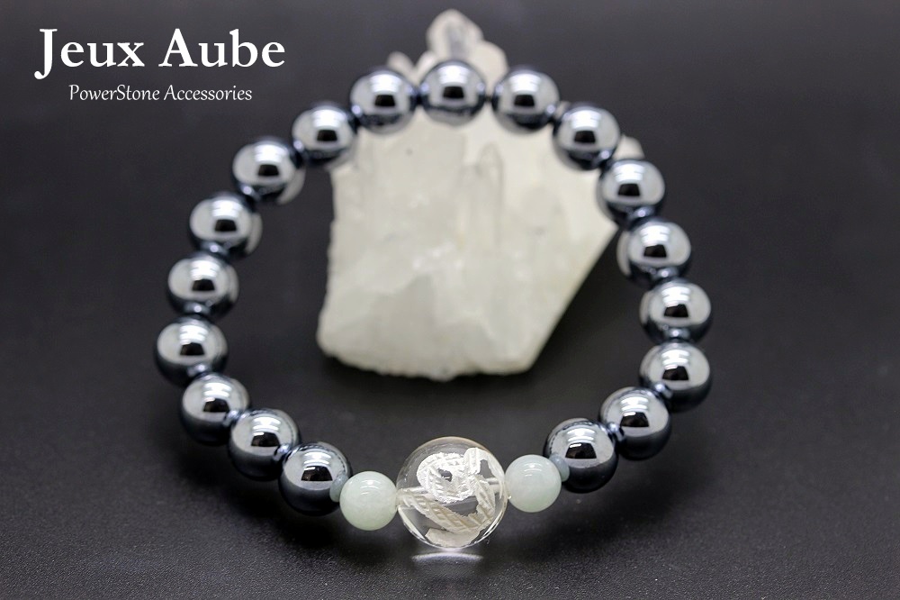 健康運、金運財運アップ 弁財天の使いブレスレット 白蛇彫刻水晶
