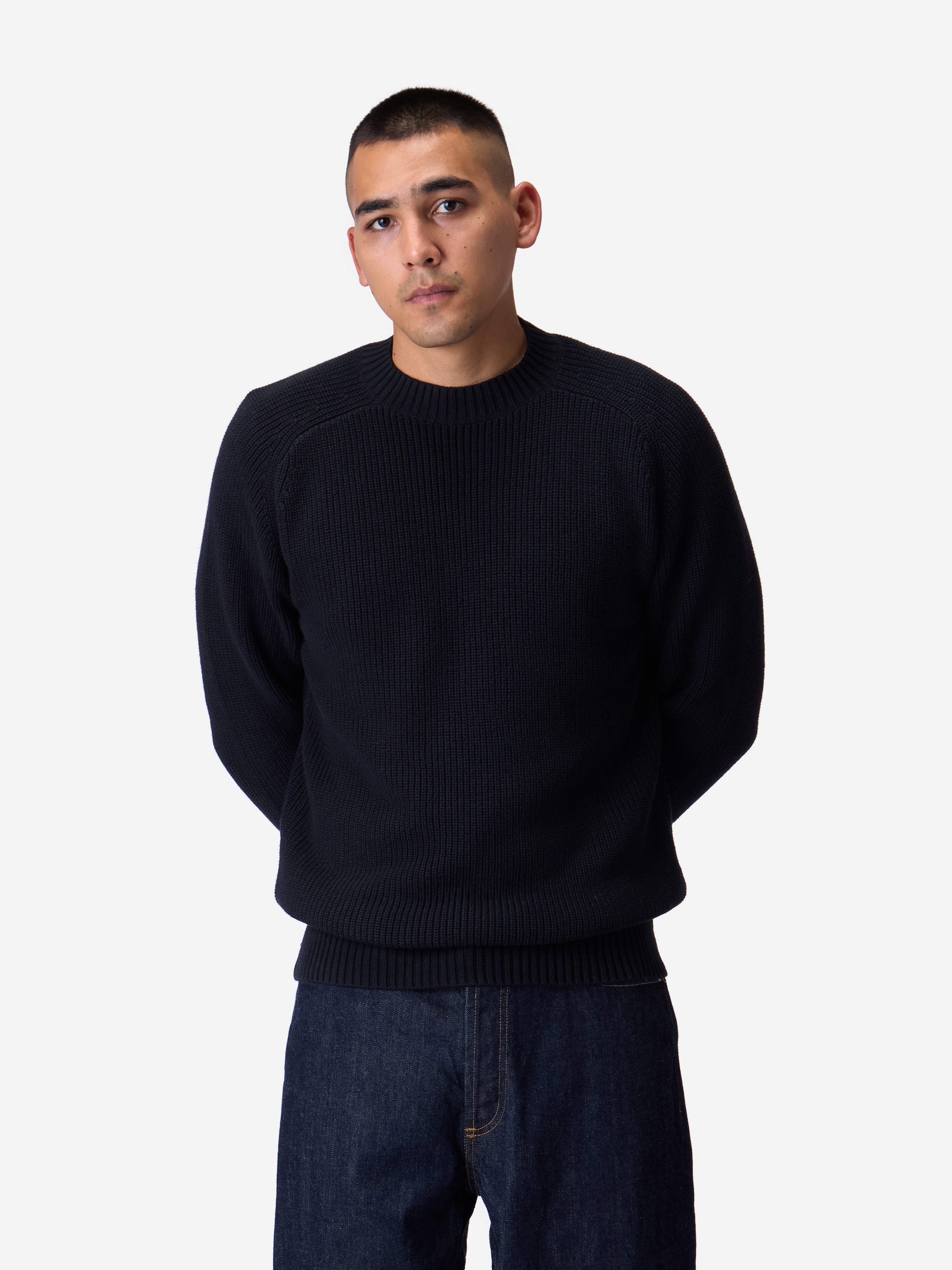 Cotton Crewneck Sweater ~ Black – 3sixteen