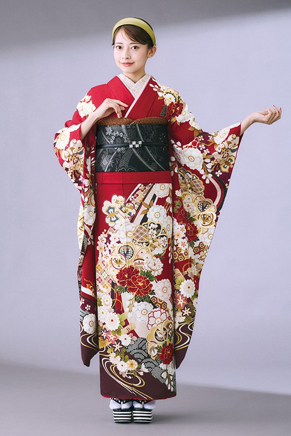 赤×金のかっこいい振袖-H-718｜振袖ギャラリー｜浜松市で成人式の振袖