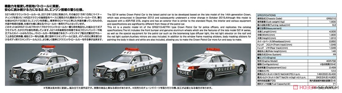 トヨタ GRS210 クラウン パトロールカー 警ら用 `16 (プラモデル