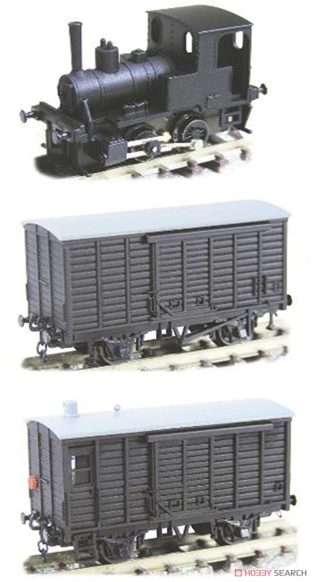 コッペル Bタンク(車体色：黒/動力付)・木造有蓋車ワ10343形・木造緩急