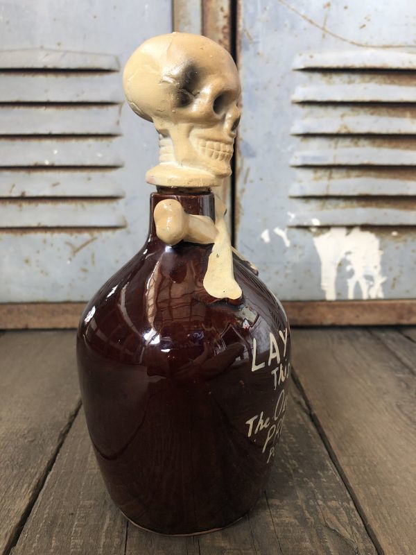 50s Vintage JAPAN Skull Poison Bottle Decanter (B275) - 2000toys