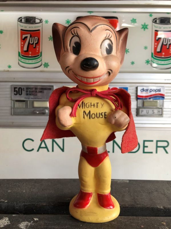 50s Vintage Terrytoons Mighty Mouse Vinyl Doll w/Original Cape