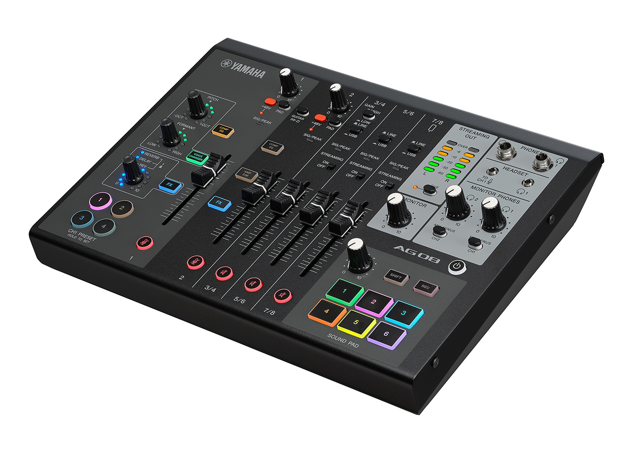 ヤマハ，8ch入力装備の実況配信向けオーディオミキサー「AG08」を2月2