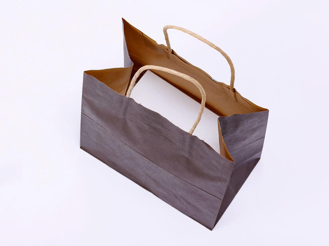 25CB 21-12 未晒焦茶C | 無地の手提げ紙袋 | お菓子・パン材料