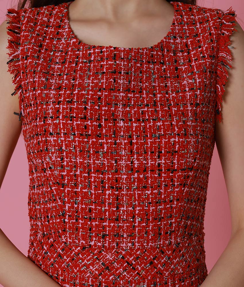 レッドツイード切り替えAライン/山崎みどり - カラードレス