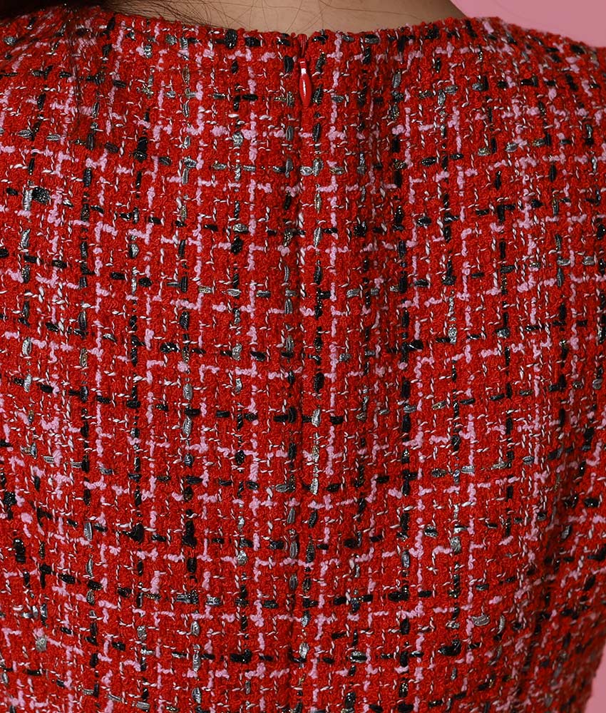 レッドツイード切り替えAライン/山崎みどり - カラードレス