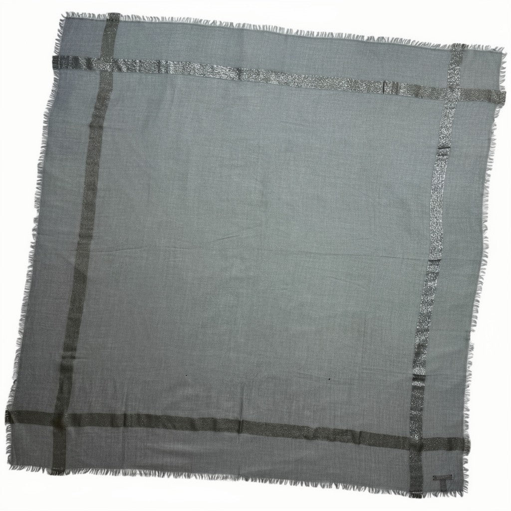 Loro Piana Scarf Gray Design - Extra Large Cashmere Silk Square