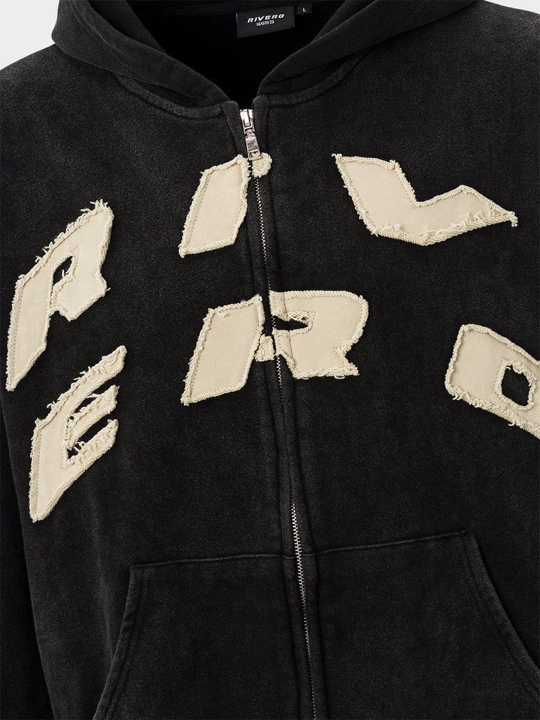 RIVERO - SCRIPT ZIP HOODIE WASHED BLACK – Concept R