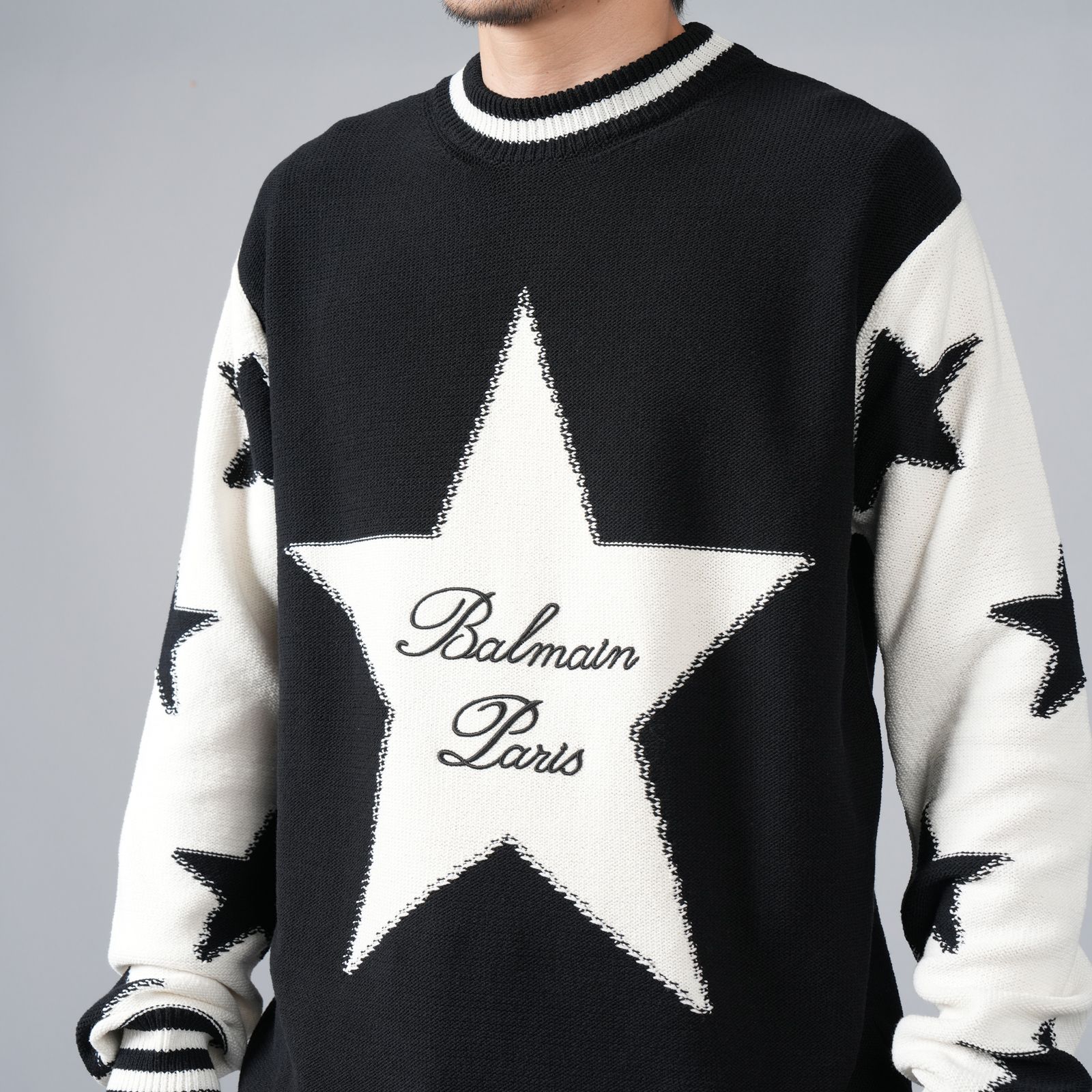 BALMAIN - 【ラスト1点】 BALMAIN SIGNATURE STARS COTTON SWEATER