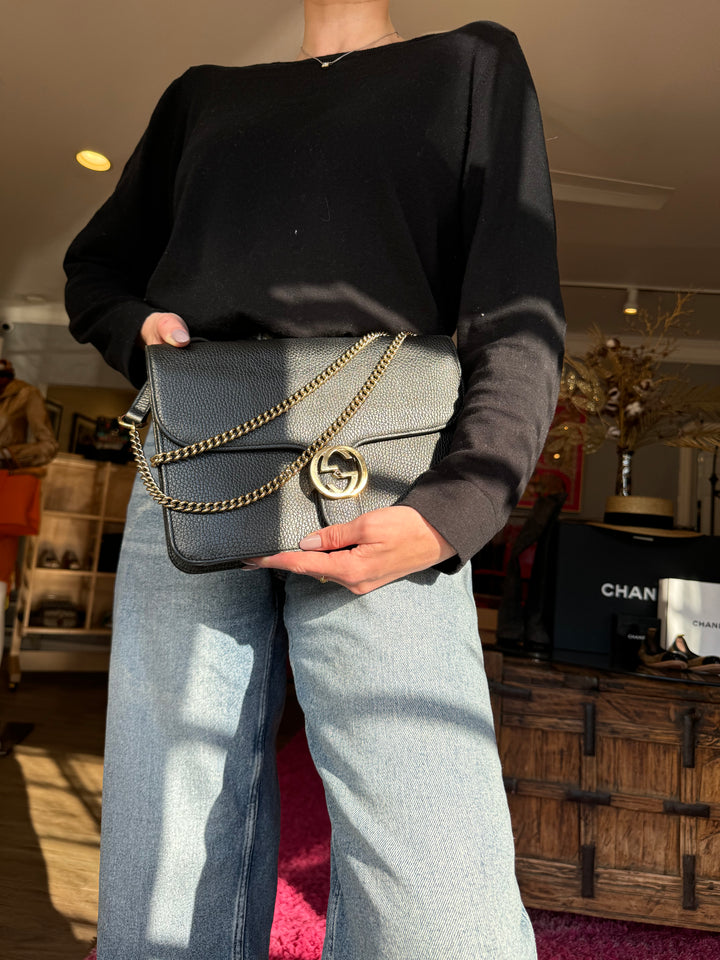 Gucci Medium Dollar Leather Interlocking GG Bag - Consigned Designs