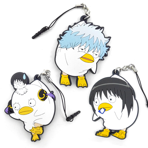 ☆限定☆銀魂つままれストラップセット（銀時エリザベス風・新八＋神楽