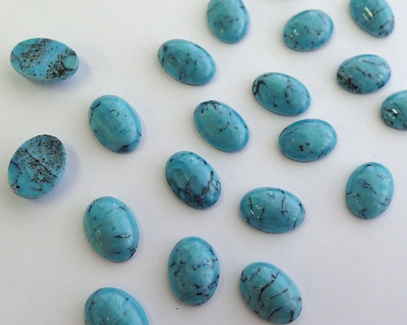 ヴィンテージ/日本/ガラスカボション/ターコイズマトリックス/約14