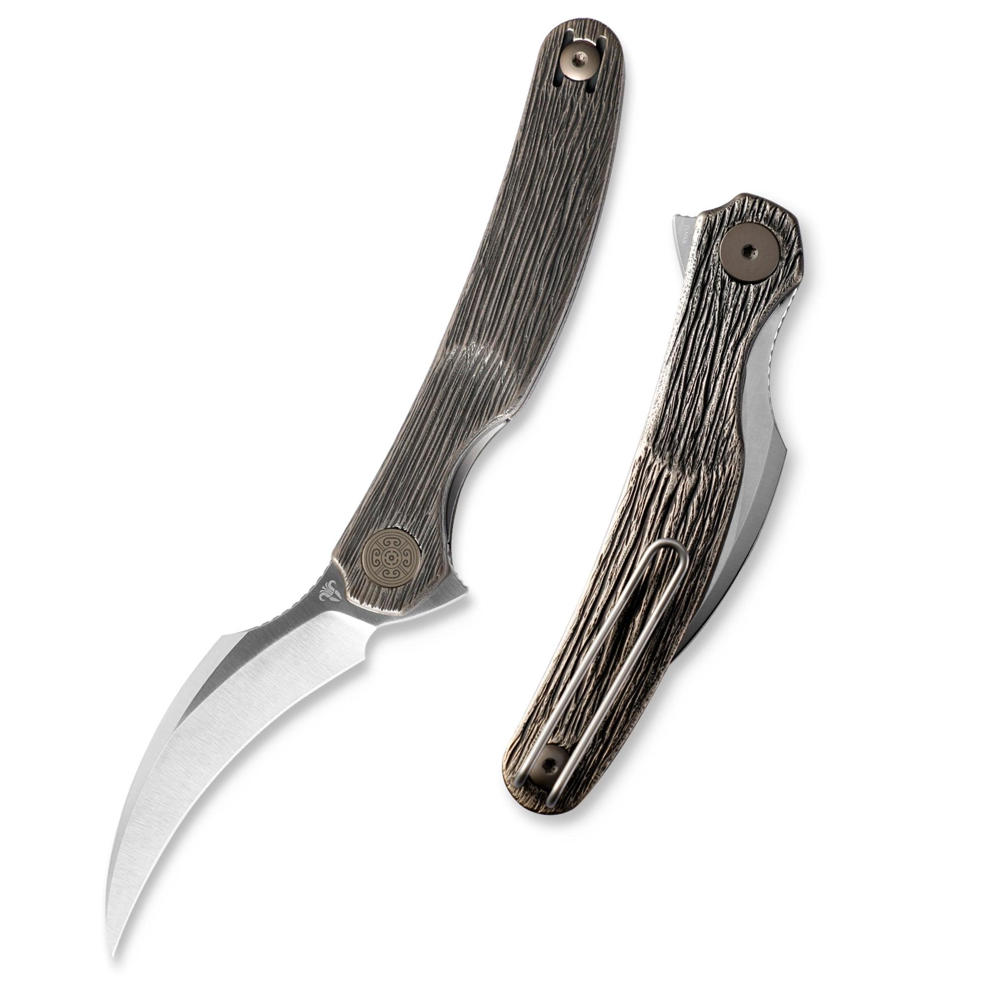 CAVOLKNIFE Mantis-C09 Engraved Handle ELMAX Flipper Pikal Knife