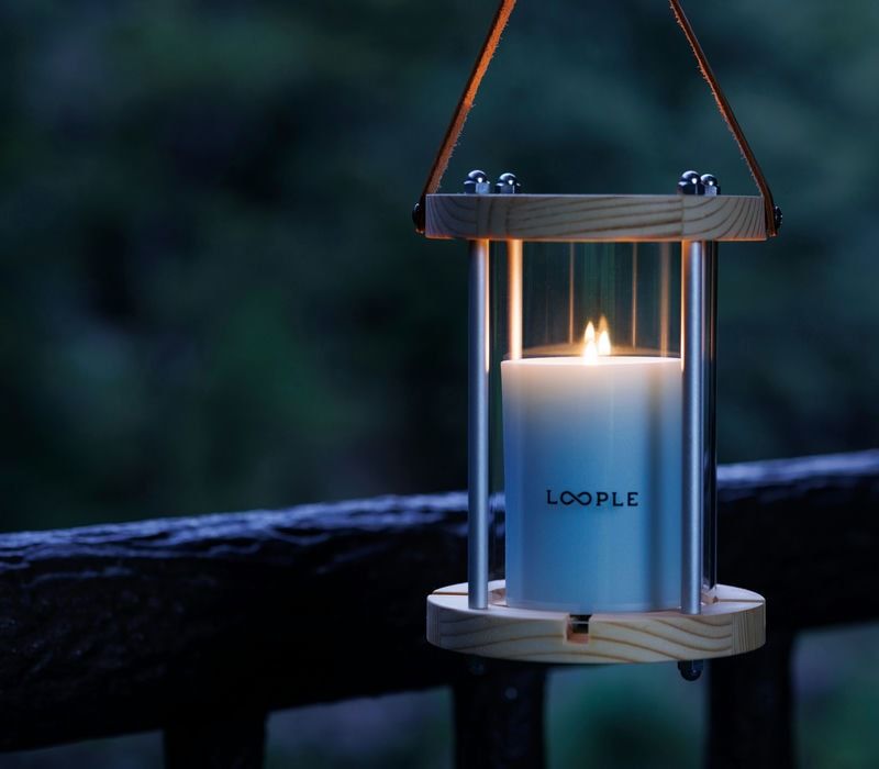 キャンドルランタン「ウッド」L（ピスタチオ） | キャンドルワールド