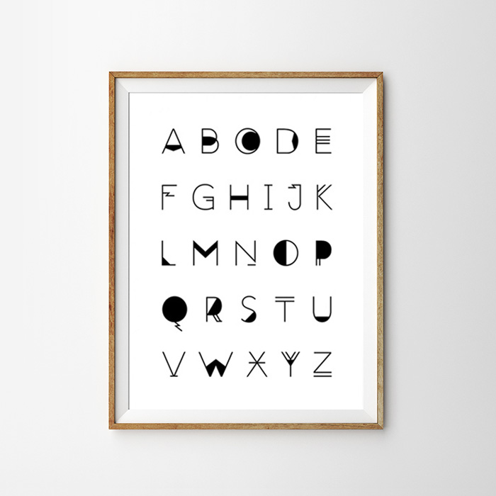 アルファベット A to Z (ABC) Black & white ポスター｜海外おしゃれ
