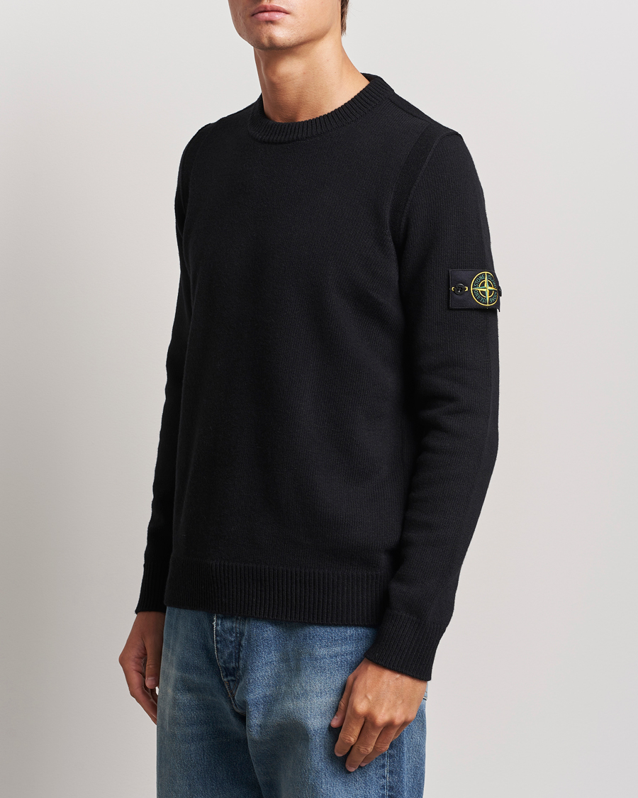 Stone Island Knitted Lambwool Sweater Black | Man - CareOfCarl.nl