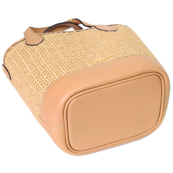 COACH】コーチ かごバッグ ストロー レザー ハンナ バケット ロゴ