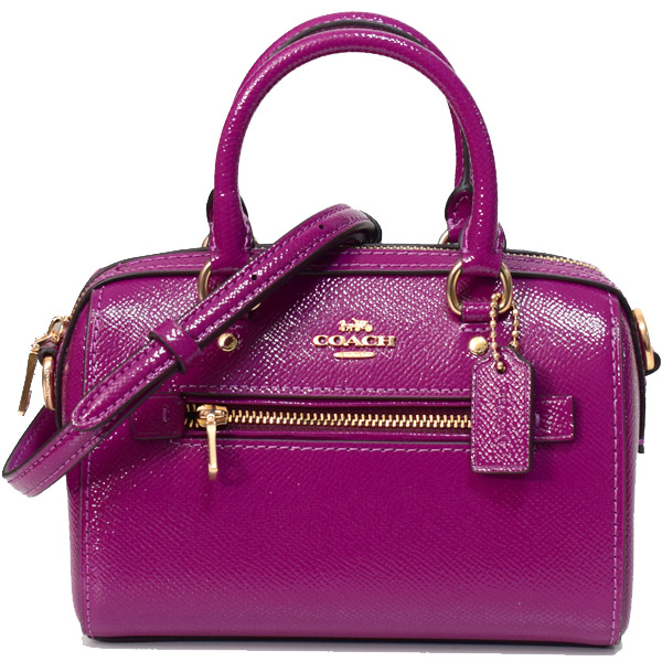 COACH】コーチ レザー ミニ ローワン パテント サッチェル クロス