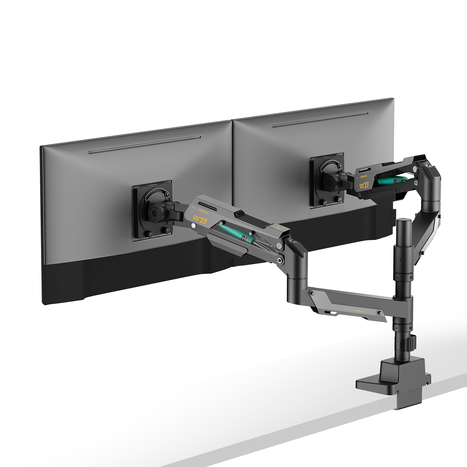 最大57インチモニターに対応、ガス圧式ゲーミングモニターアーム