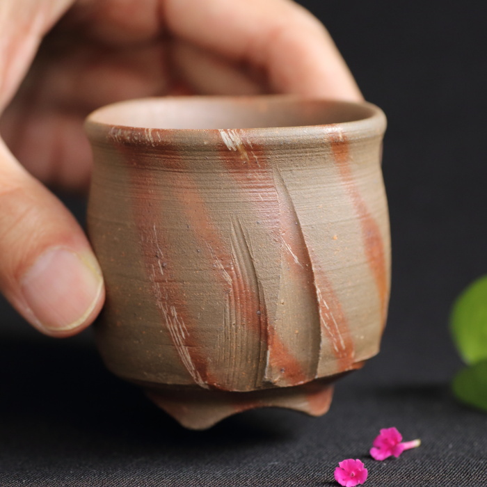 松井浩之 備前酒呑 備前焼ひだすきぐい吞 作家もの酒器 桐箱