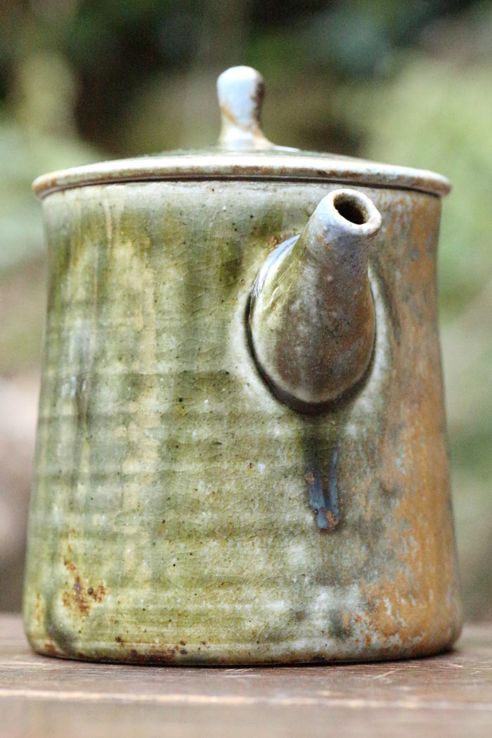 山本広巳 緑釉急須 萬古焼煎茶器 穴窯焼成 作家ものティーポット 名匠