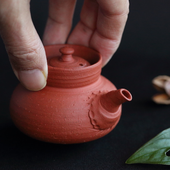 四代山田常山 極小朱泥宝瓶60ml 作家もの常滑焼急須 玉露茶上煎茶中国