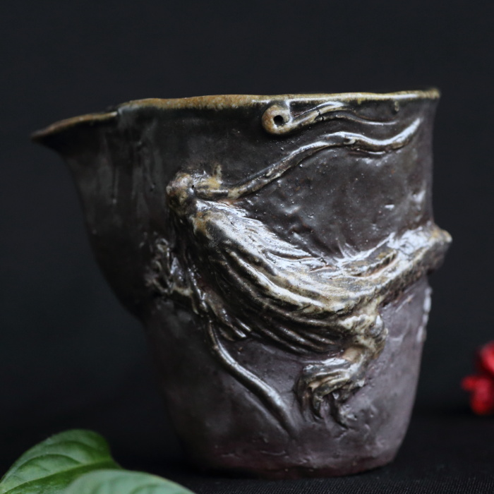 大森宏明 備前龍片口 満容量230ml 手びねり 登り窯焼成 作家もの茶海