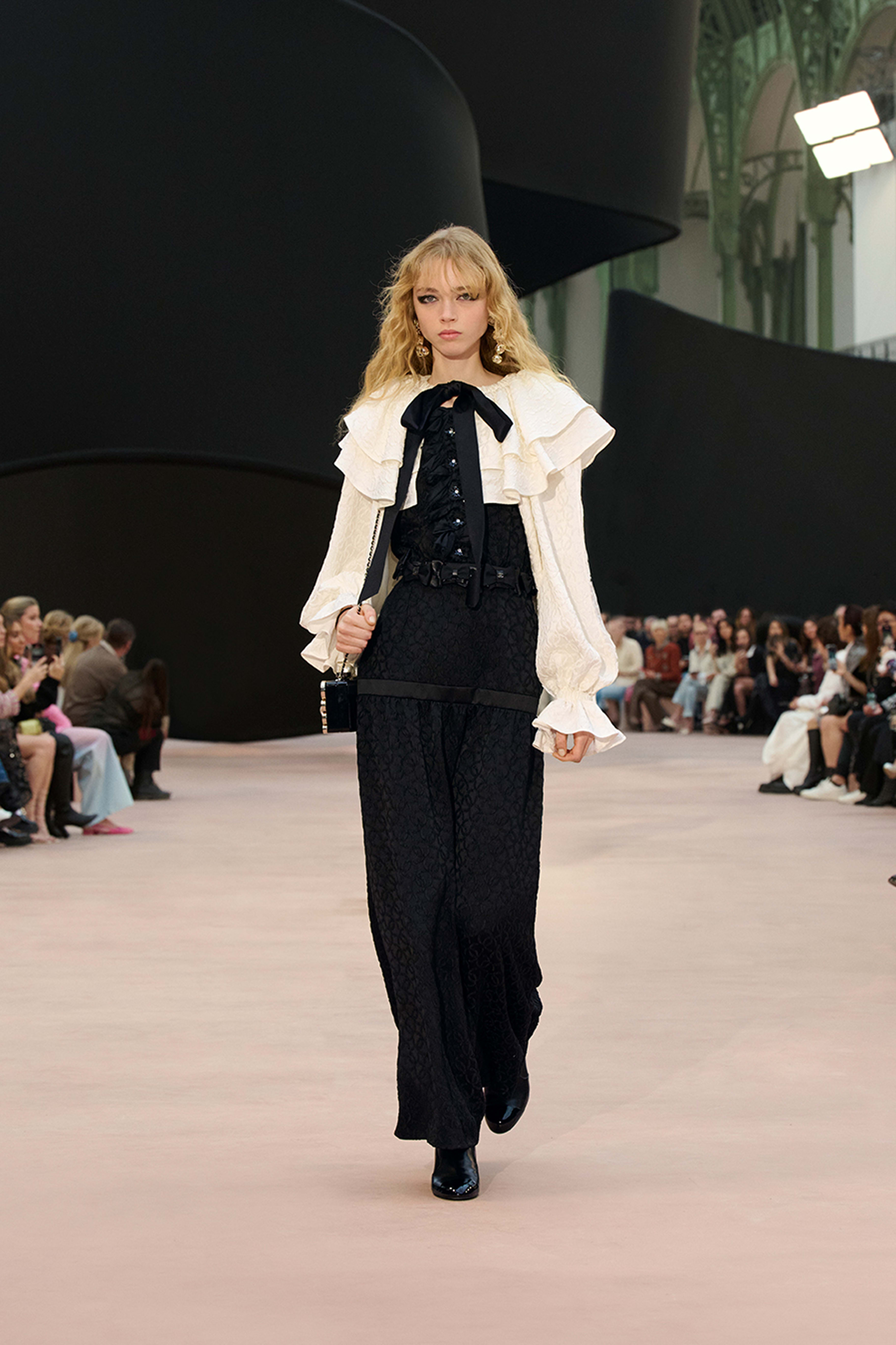 ジャケット - シルク クレープ ジャカード、エクリュ & ブラック