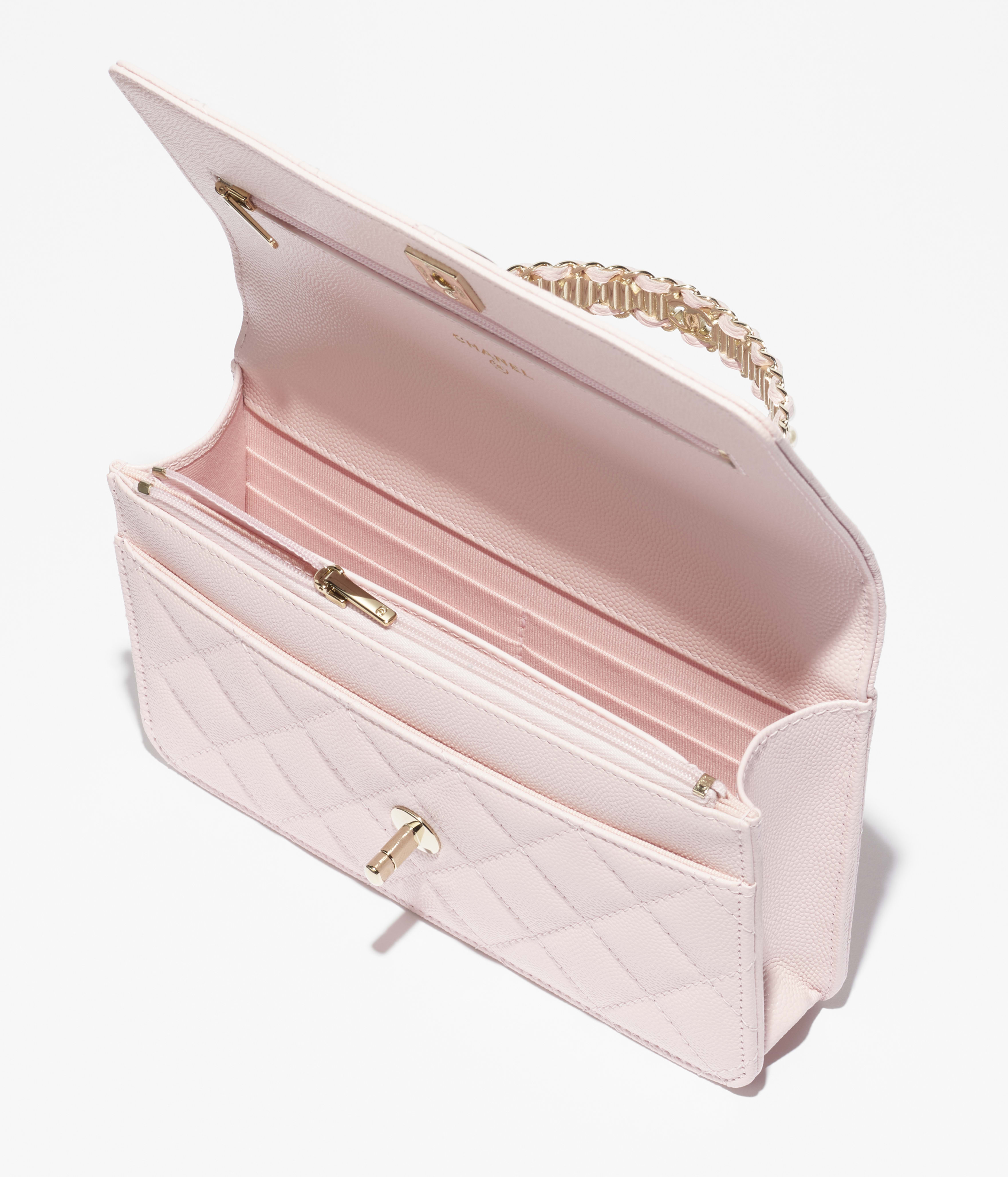 チェーンウォレット - グレインド カーフスキン & コスチューム パール