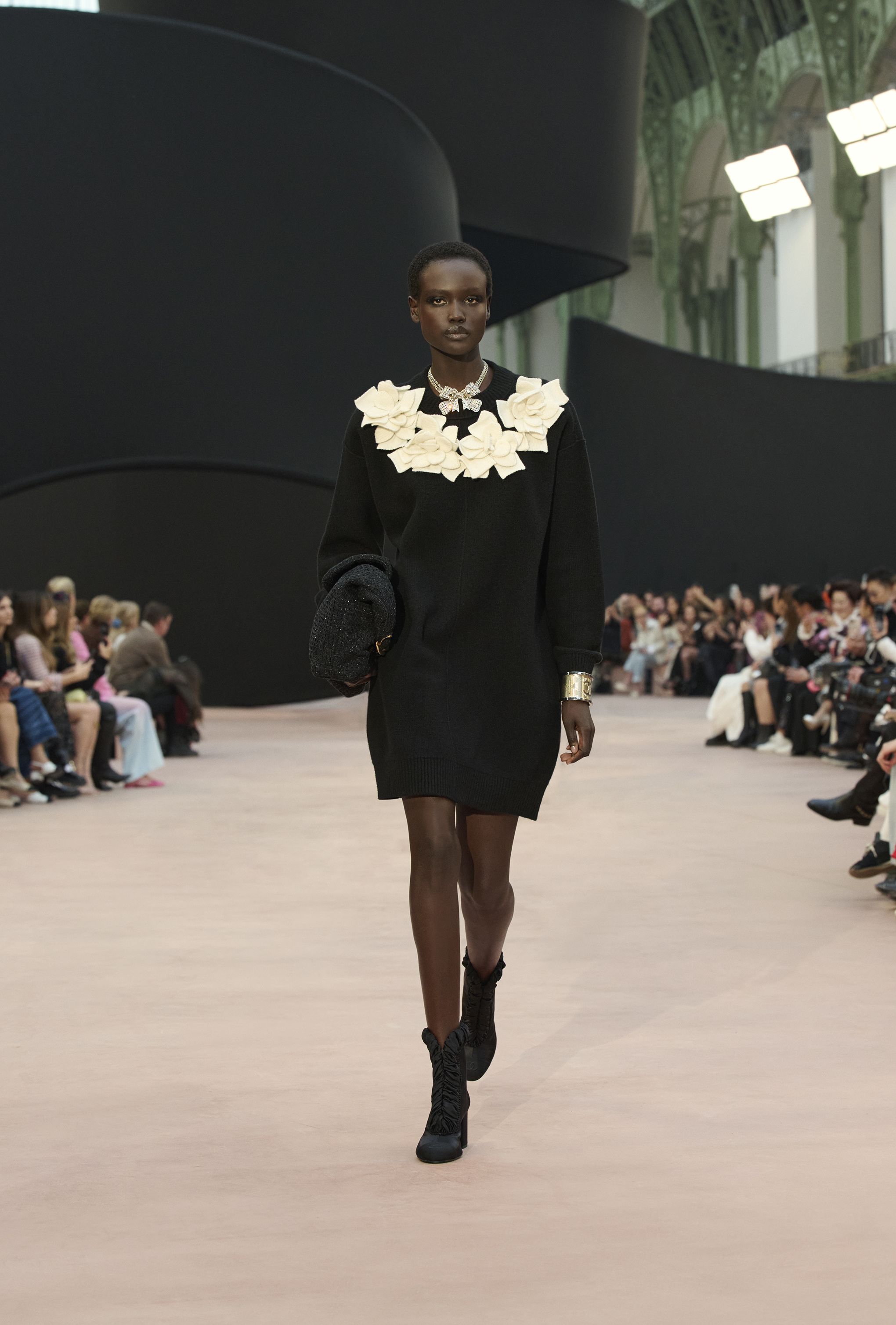 ショート ブーツ - シルク サテン & グログラン、ブラック