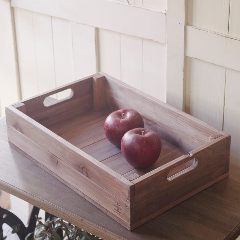 ヴィンテージ風木製マルシェボックス｜ナチュラル＆アンティーク