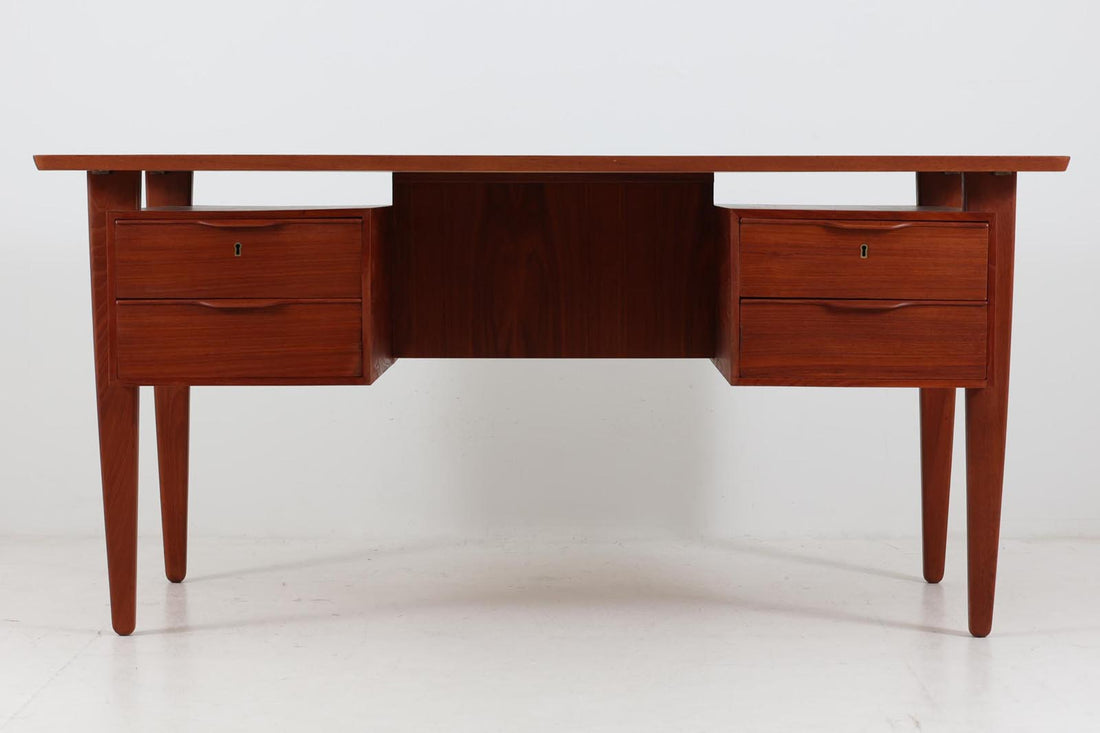 デンマーク製 アンティーク 木製デスク 3段引き出し付き デンマーク製