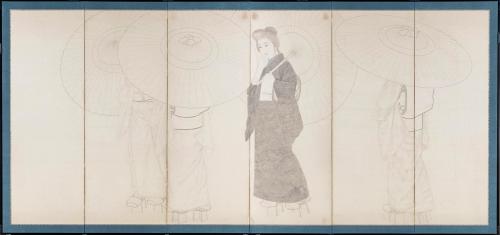 菱田春草筆「雨中美人（うちゅうびじん）」（未完成） - 飯田市