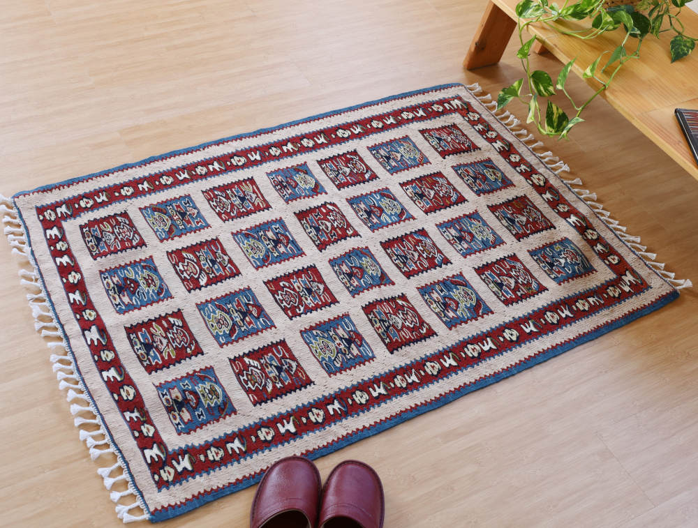 キリム 玄関マット｜イラン・セネ産 105×80cm（品番:k20551）｜手織