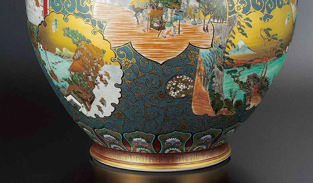 九谷焼 15号花瓶 本金東海道 西田掬翠 - CRAFTS DESIGN