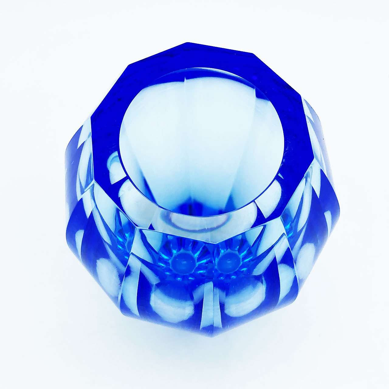 ボヘミアガラス モーゼル 花瓶 マリーンブルー - CRAFTS DESIGN