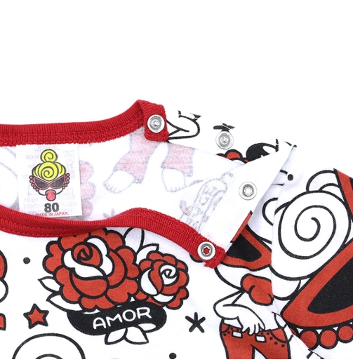 MY FIRST HYSTERIC TATTOO PARLOUR総柄 半袖ロンパース 04；ホワイト系