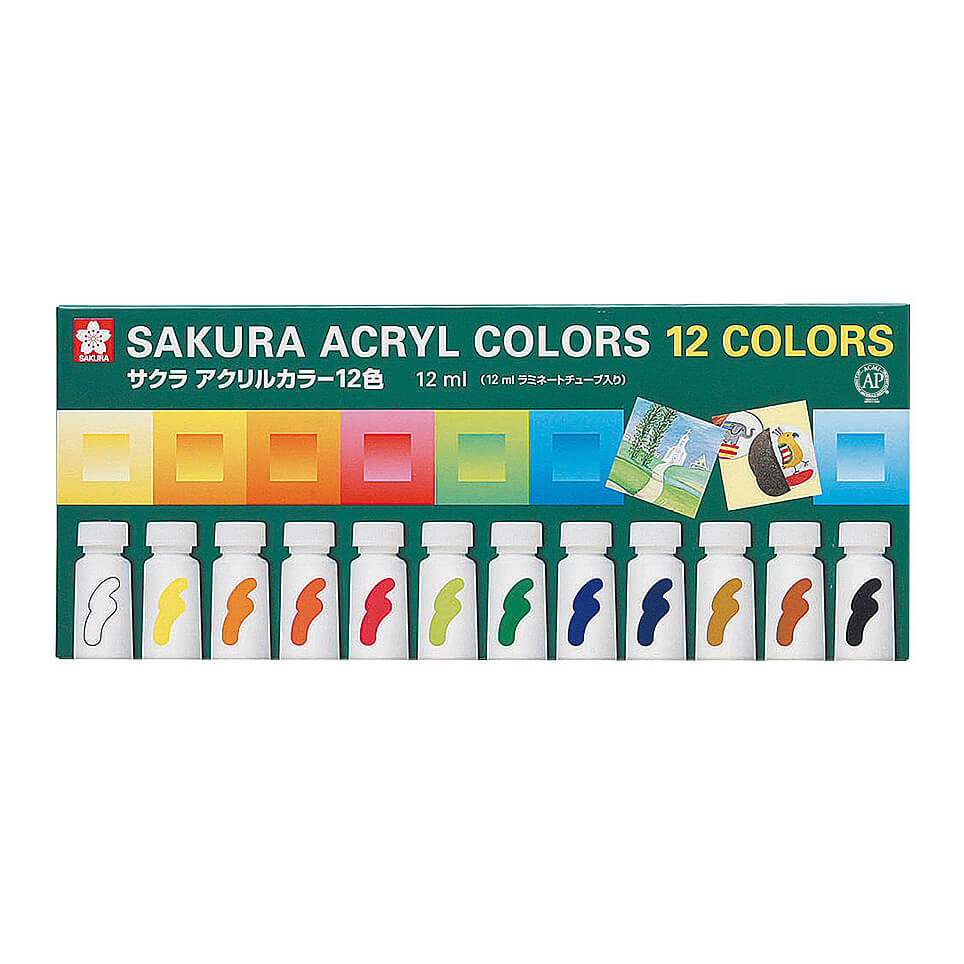 アクリルカラー12色 ラミネートチューブ入り（12ml）｜アクリル