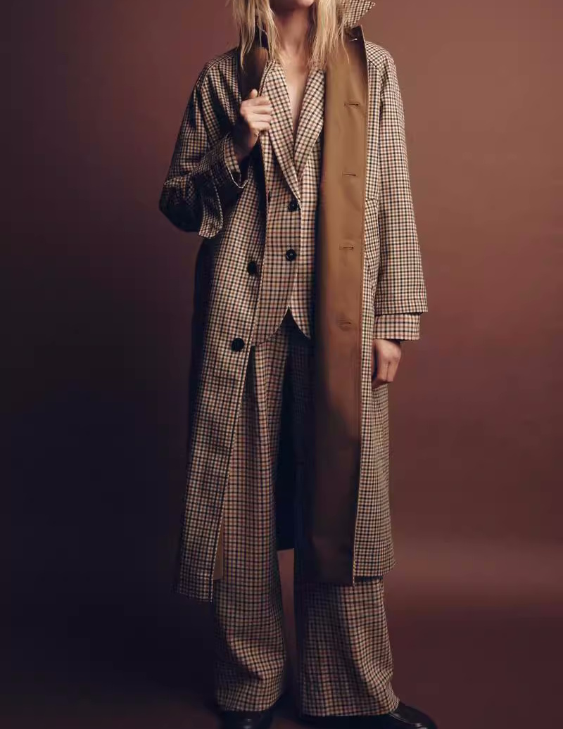 Gun club check reversible long lapel style long coat ガンクラブ