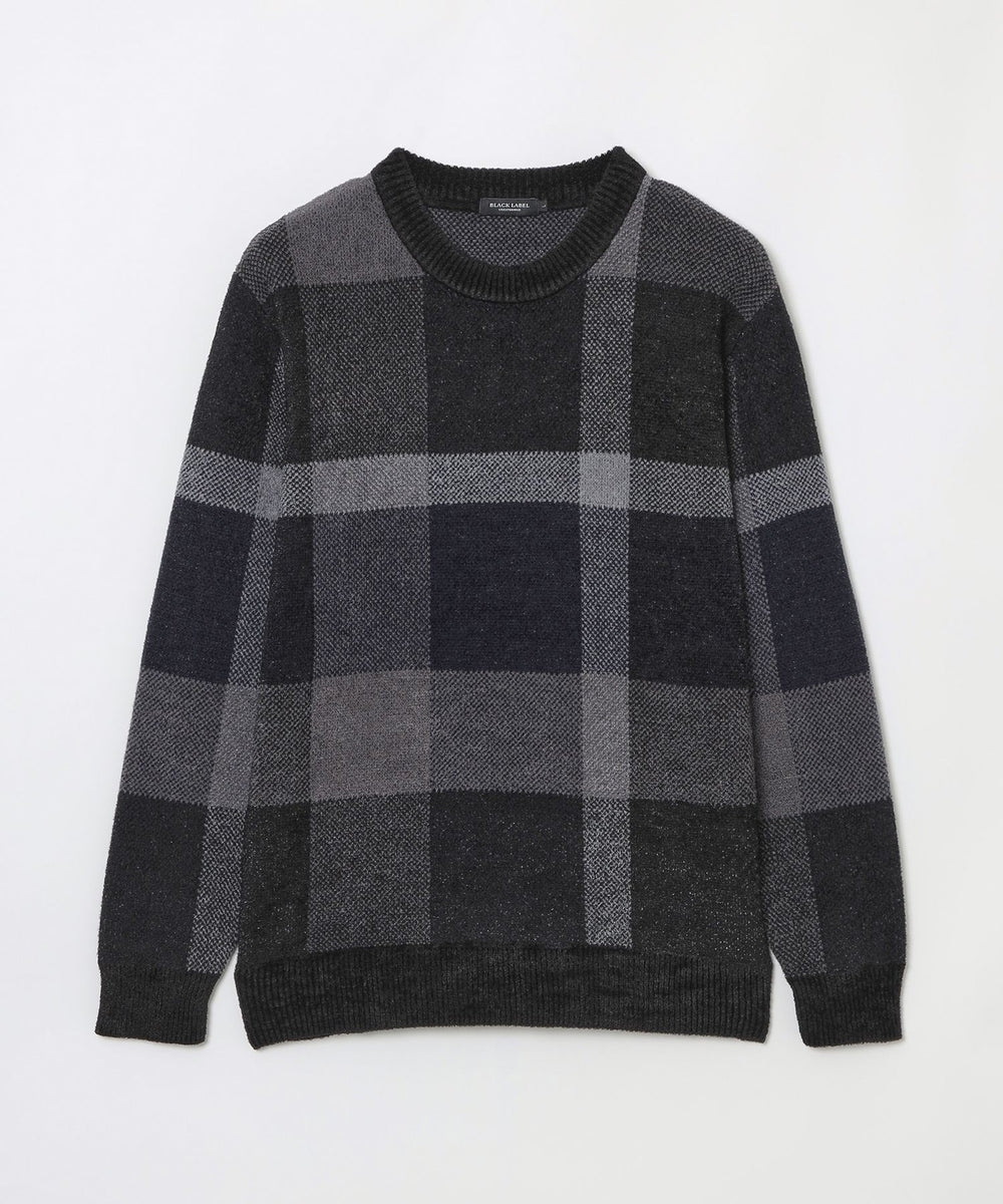 フェザークレストブリッジチェックニット（ニットウェア）｜BLACK