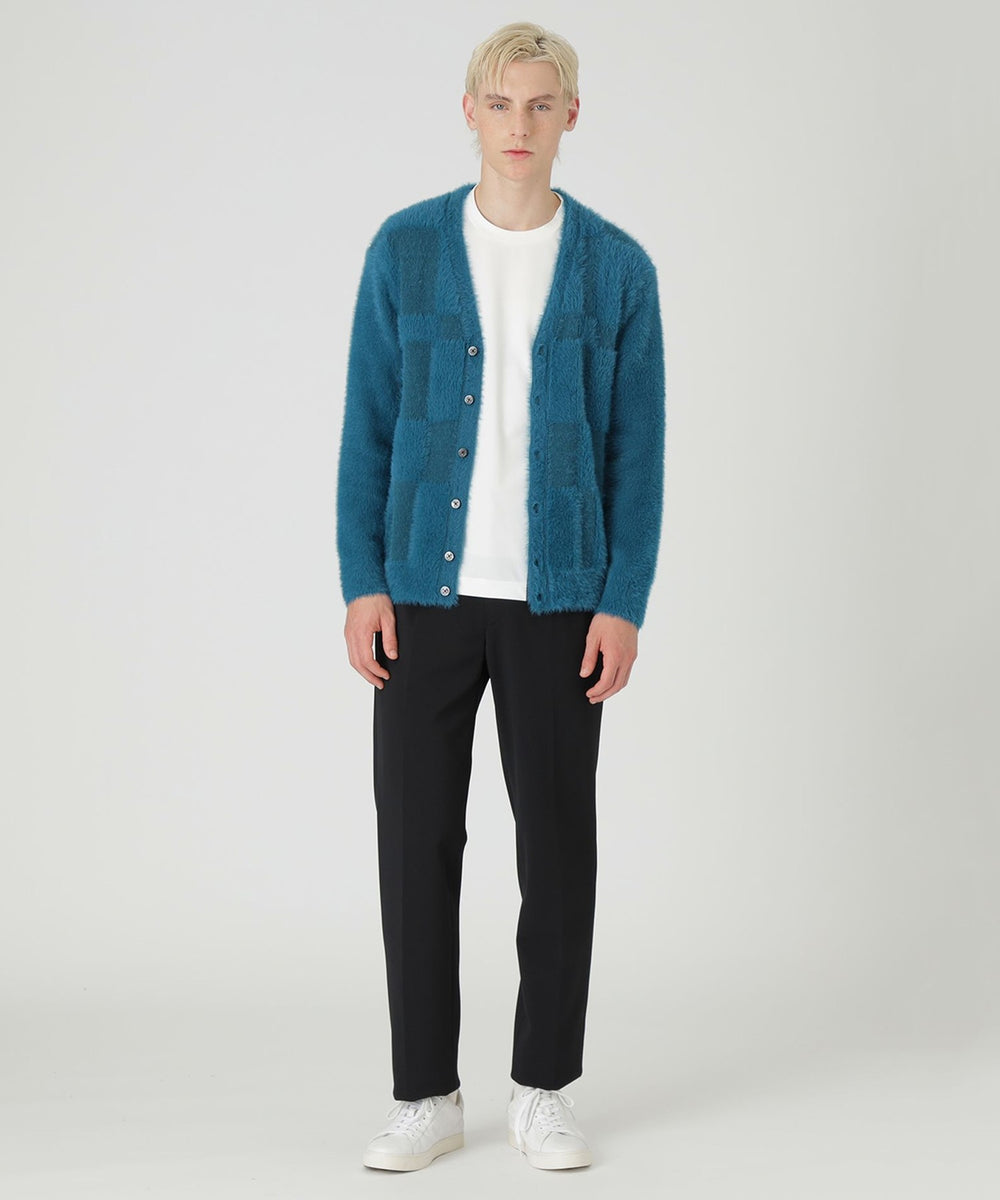 シャドーチェックシャギーニットカーディガン（ニットウェア）｜BLACK