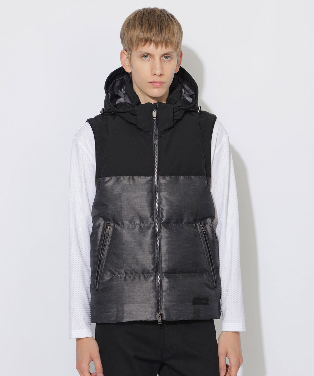 WEB限定】シャドーチェックダウンベスト（ブルゾン）｜BLACK LABEL