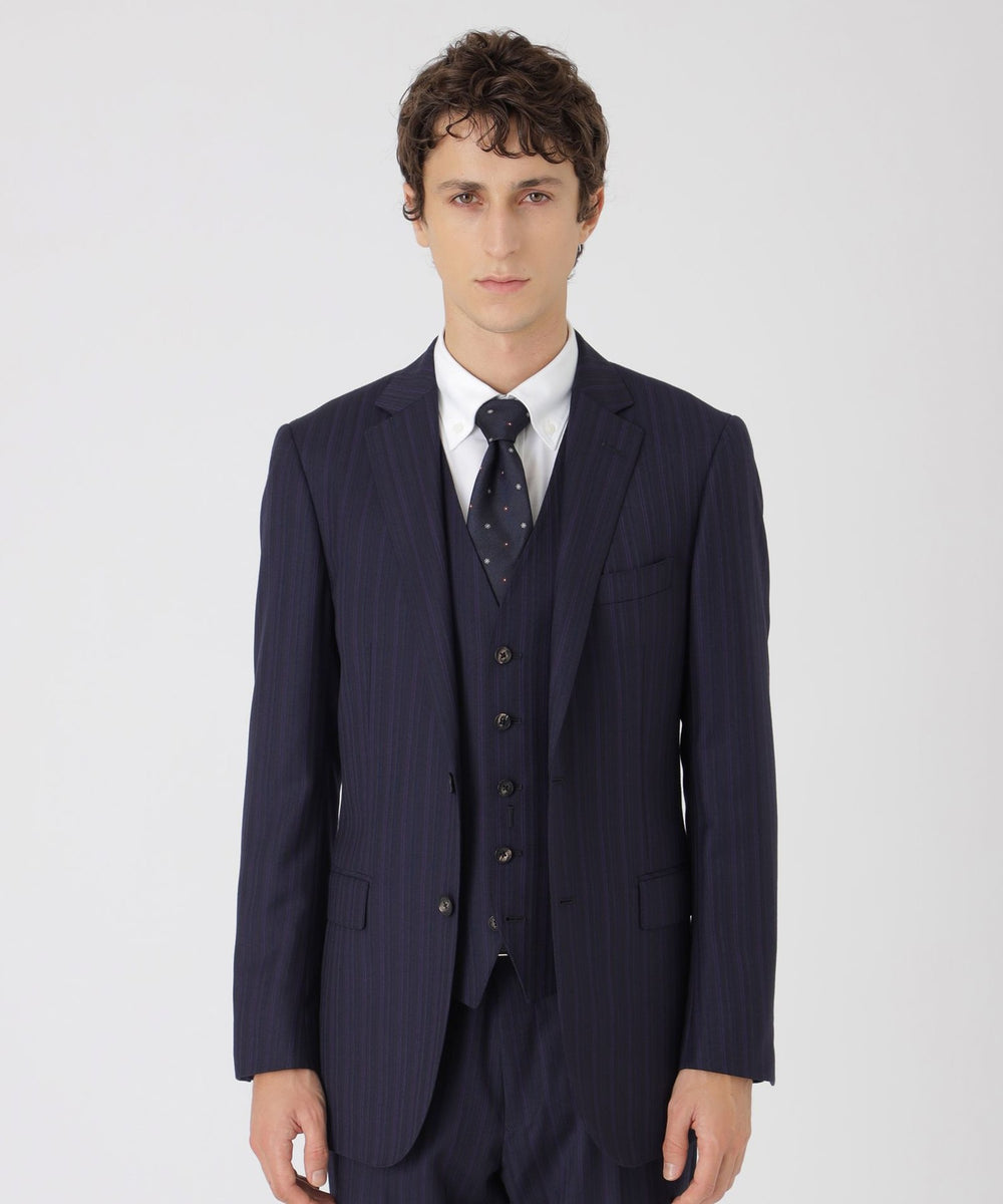 ネイビーオルタネートストライプスリーピーススーツ（スーツ）｜BLACK
