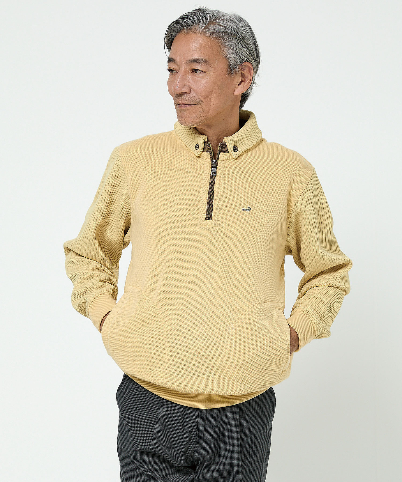 メンズ 鹿の子 リブ 切り替え トレーナー【日本製生地】通販 [1002