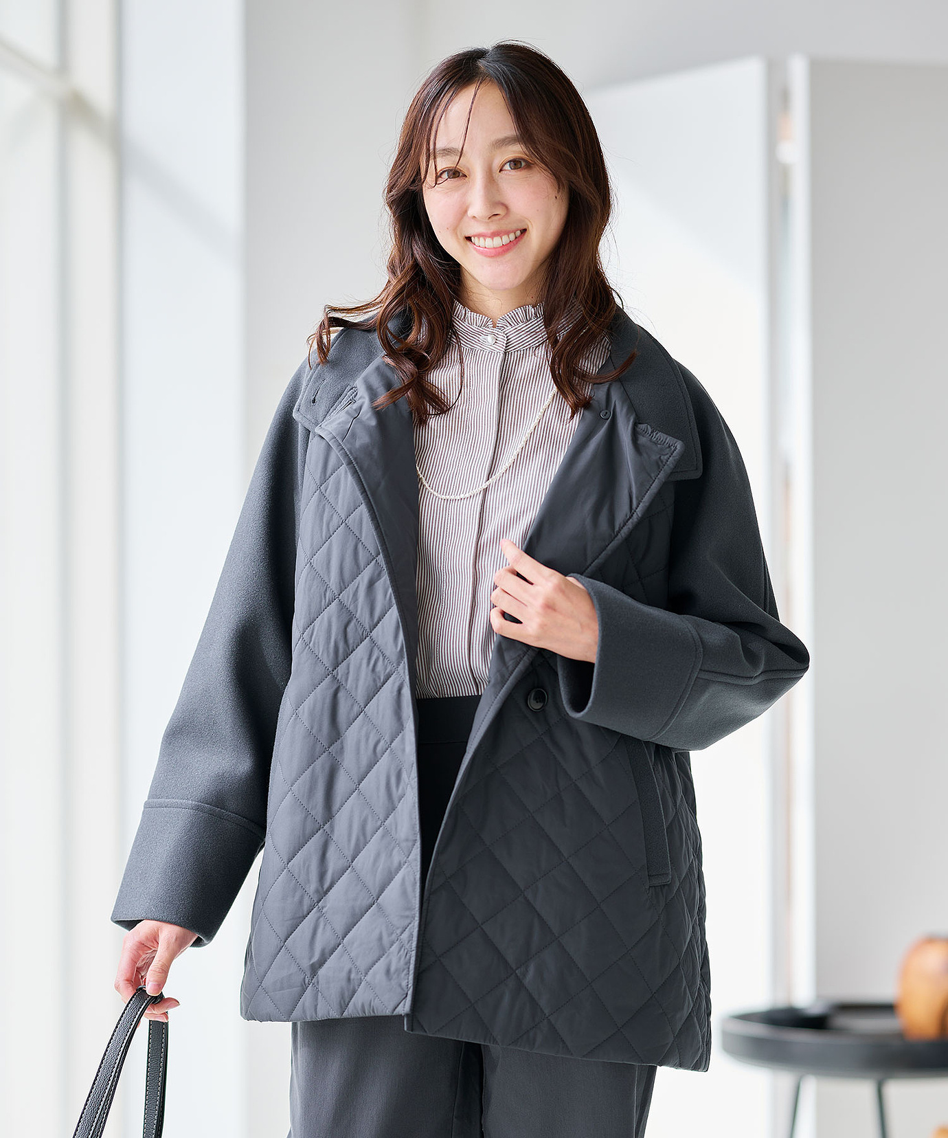 レディース 異素材 中綿キルティング ジャケット通販 [0204-57452